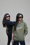 NAZARIYA By BAKHT | Crocodile Green Plain Hoodie By BAKHT| Olive Hoodiee